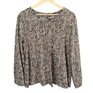 Old Navy Animal Print Top Womens Plus Sz XXL‎ Long Sleeve Edgy Career Business